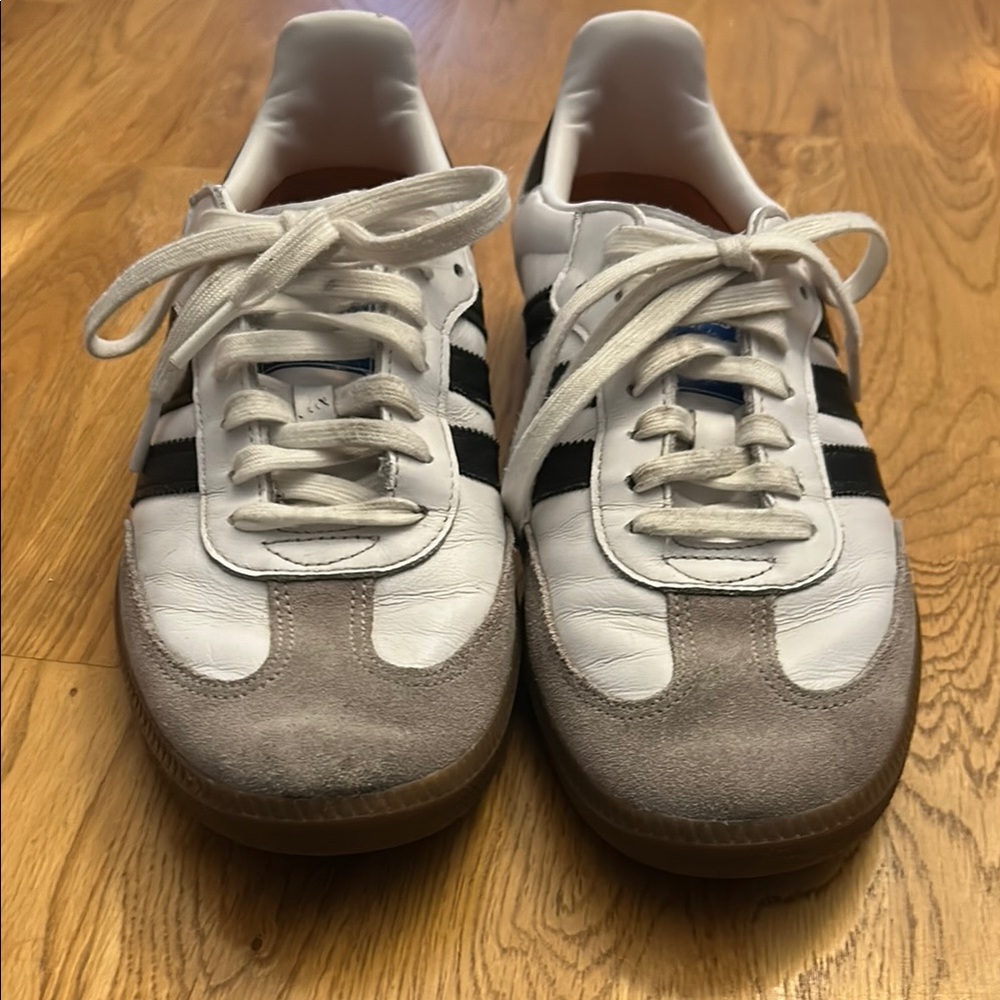 Adidas White and Gray Sneakers with Suede and Leather Upper